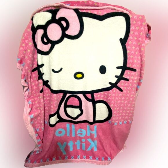 Hello Kitty Sanrio Eye Wink Oversized Throw Blanket 78” x 59” Blossom Kitty - Picture 2 of 5